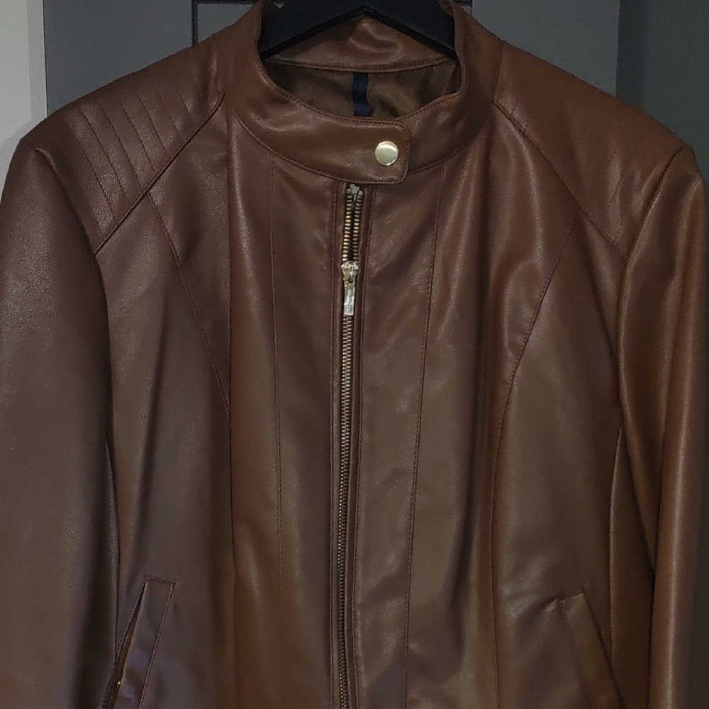 Cole Haan Women's Tan Vegan Leather Jacket